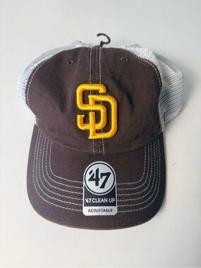 47 Brand Trucker Cap in Brown, White & Green with Yellow Embroidery